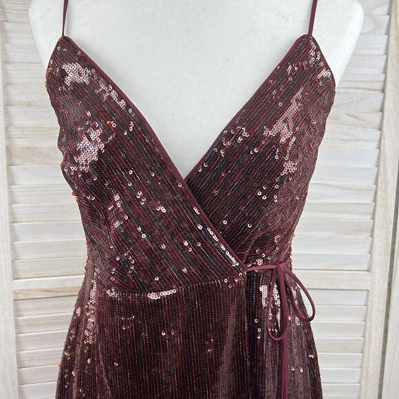 BCBG MaxAzria Steph Sequin Cocktail Wrap Dress 6 - Picture 2 of 13